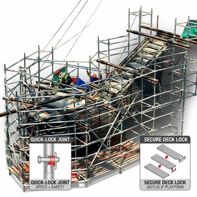 Goede prijs. Meerlaagse drievoudige platform aluminium steiger met drie onafhankelijke werkplatforms voor gelijktijdige toegang van bemanningen online